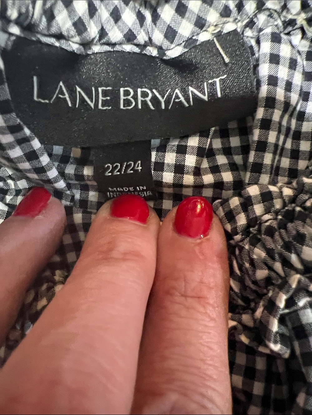 Lane Bryant Black and White Gingham Off-Shoulder Top - Picture 3 of 7
